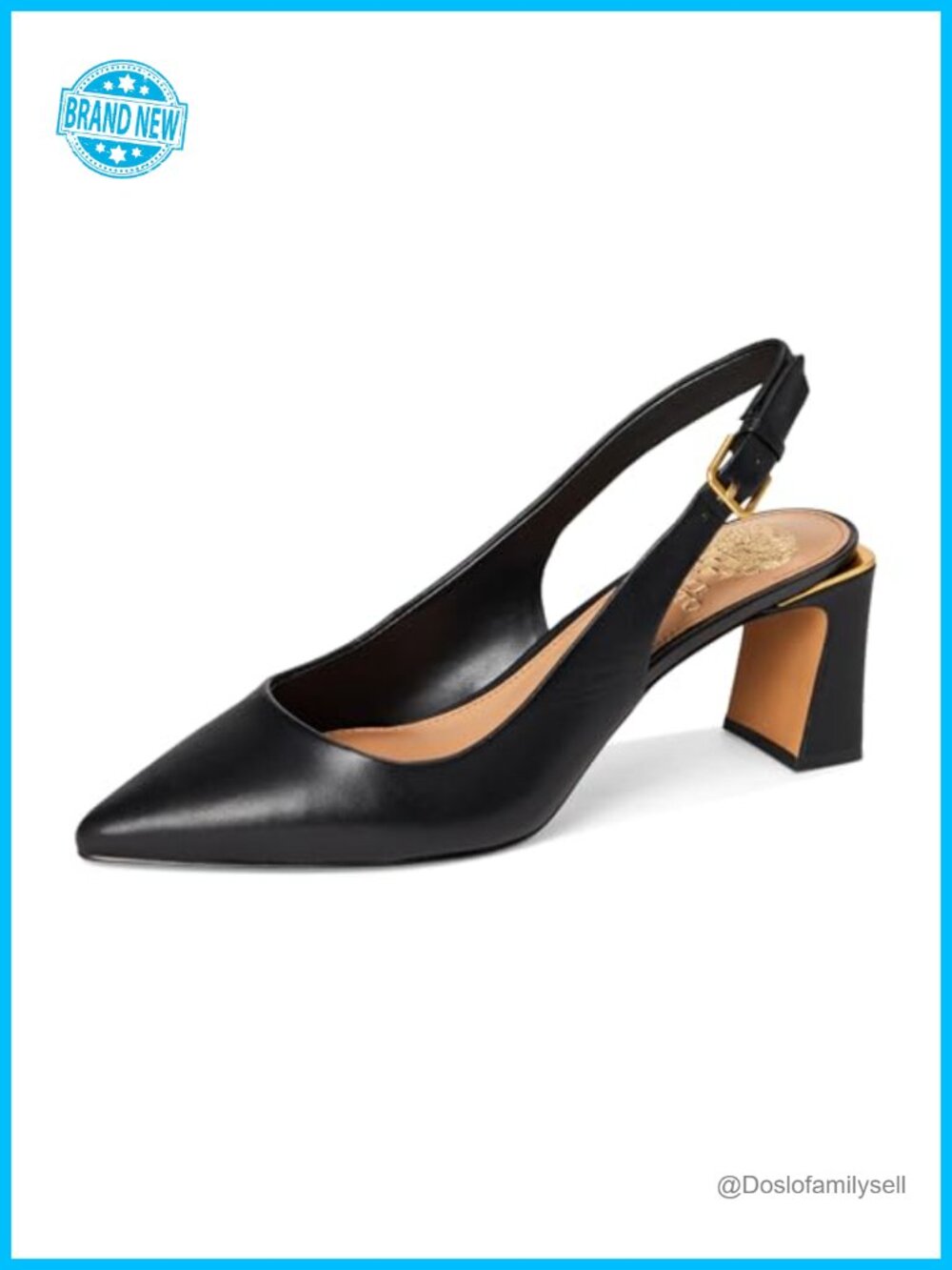 Leather Pointed Toe Slingback Block Heel Pump for Formal Occasions - Picture 6 of 6